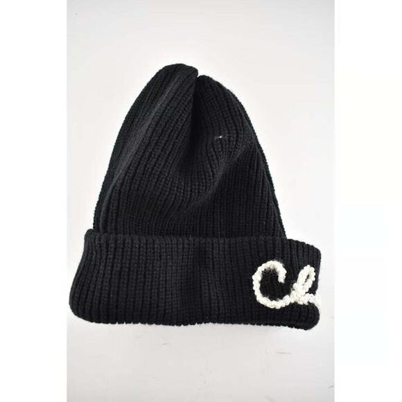 Chanel REV Black Cashmere White Ivory Pearl CC Script Logo Beanie Winter Hat main image 4